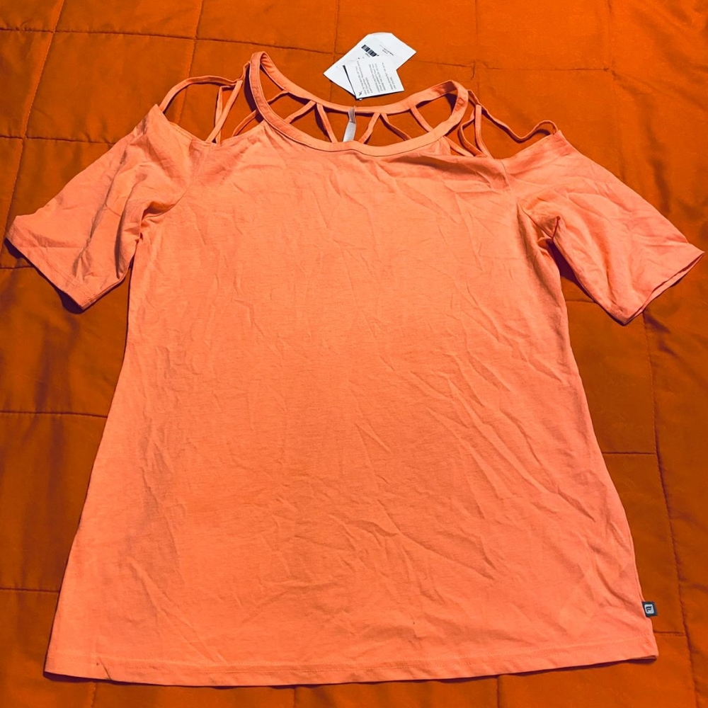 Fabletics Shirt Womens XL Orange Top Tipe Blouse NWOT